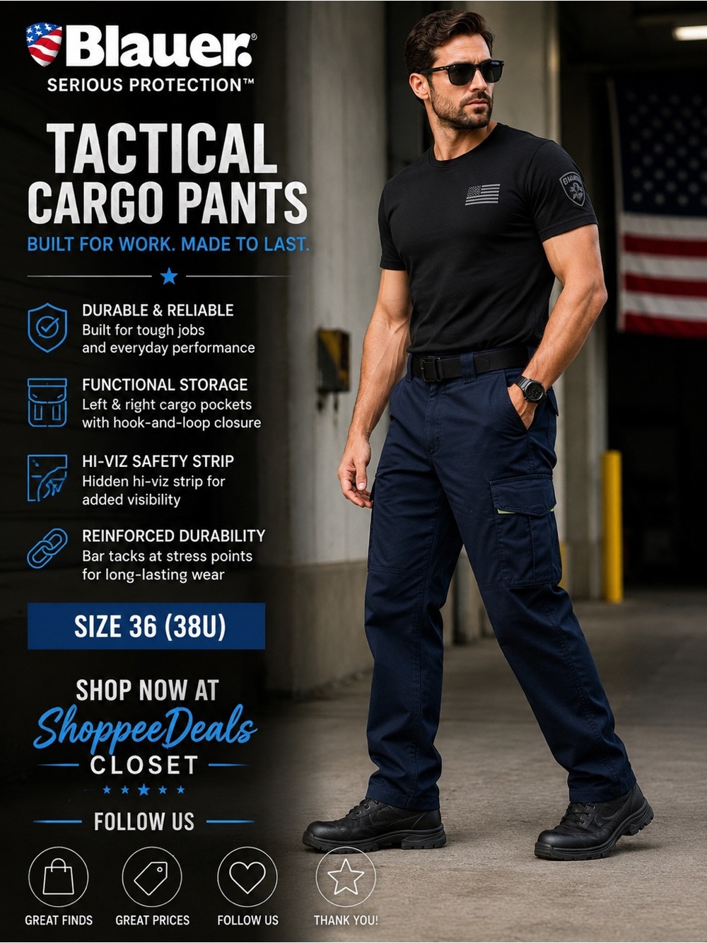 Blauer Dark Navy Tactical Cargo Pants – Cargo Utility Work Pants